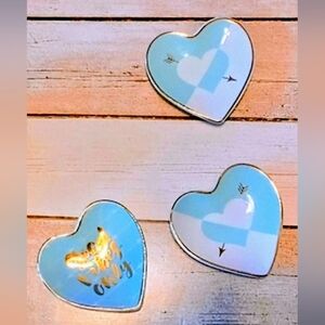 Heart-Shaped Blue and White Trinket Dishes